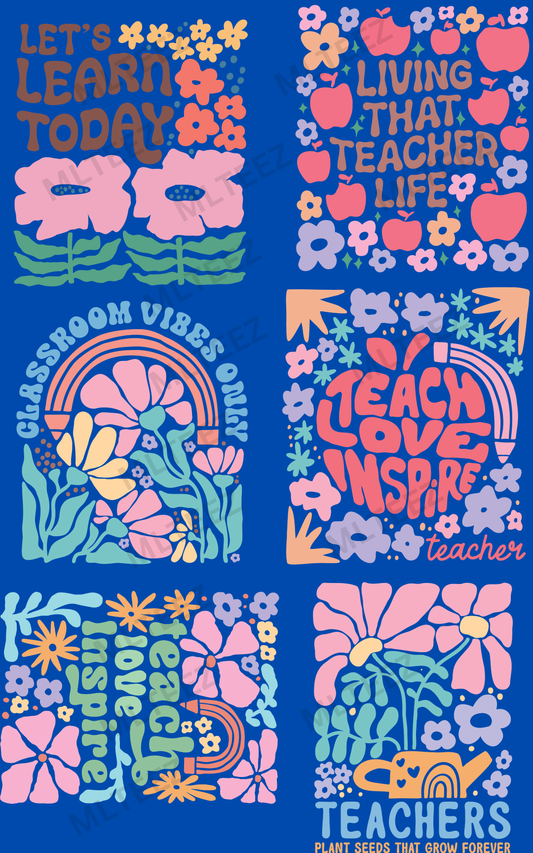 LET'S LEARN TODAY (1) PREMADE GANGSHEET - 22X36 DTF TRANSFERS - DIRECT TO FILM