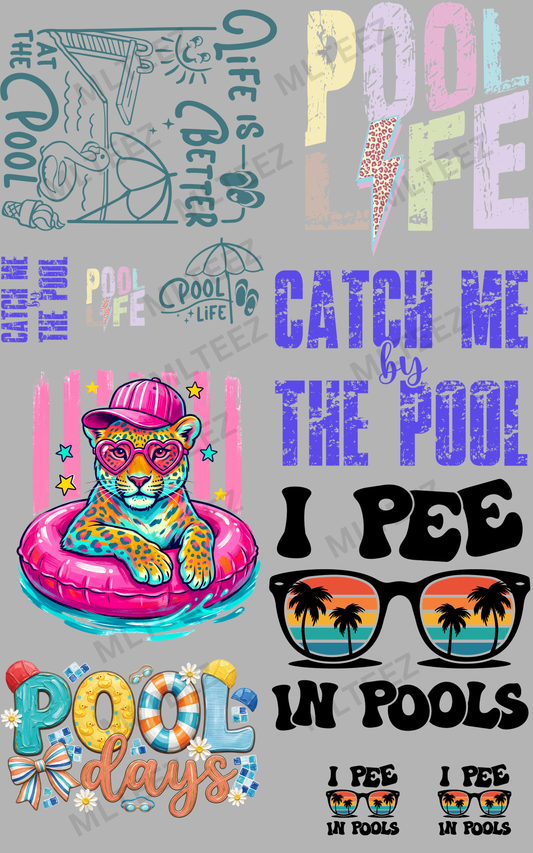 LIFE IS BETTER AT THE POOL (1) PREMADE GANGSHEET - 22X36 DTF TRANSFERS - DIRECT TO FILM