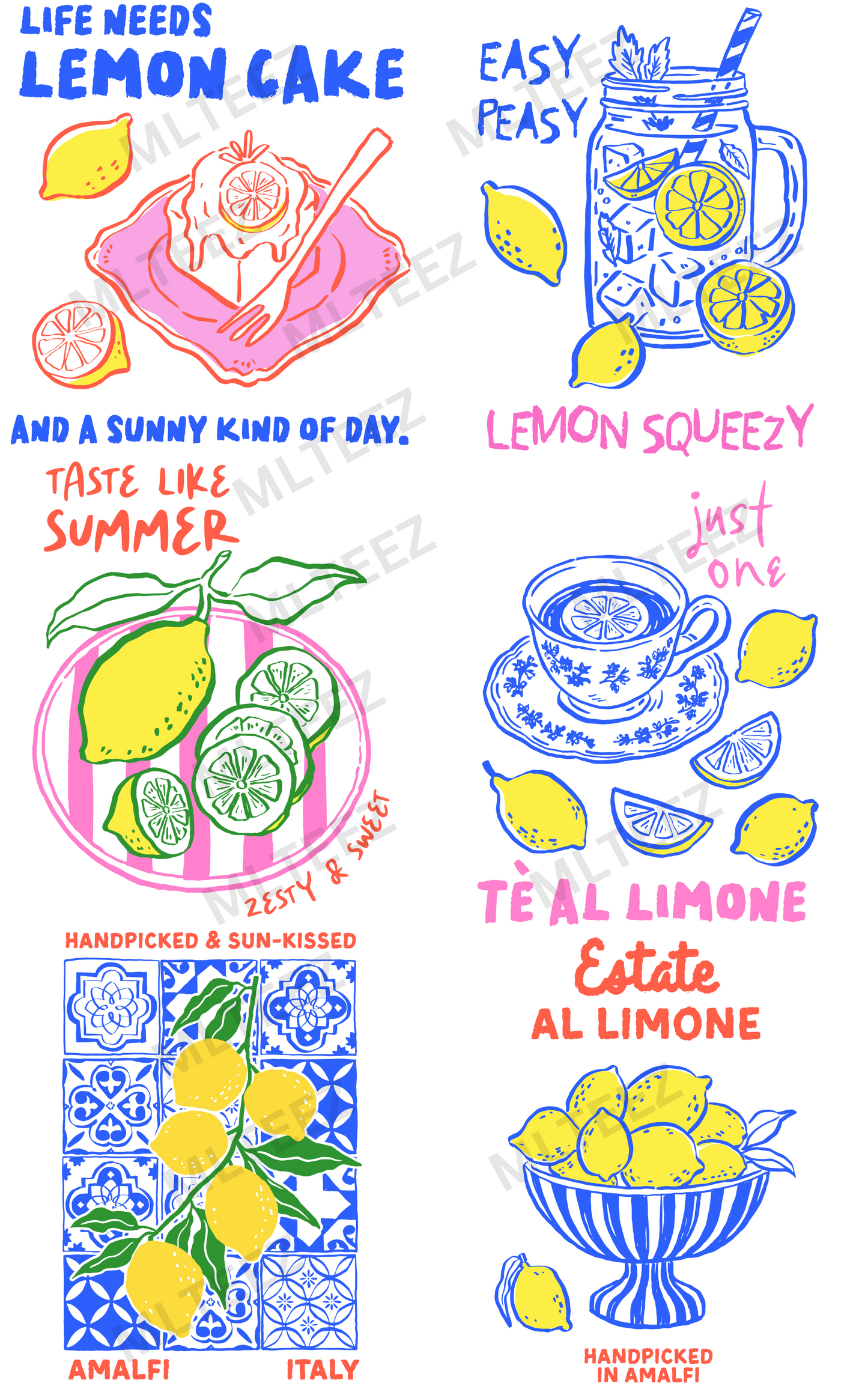 LIFE NEEDS LEMON CAKE PREMADE GANGSHEET  - 22X36  DTF TRANSFERS - DIRECT TO FILM