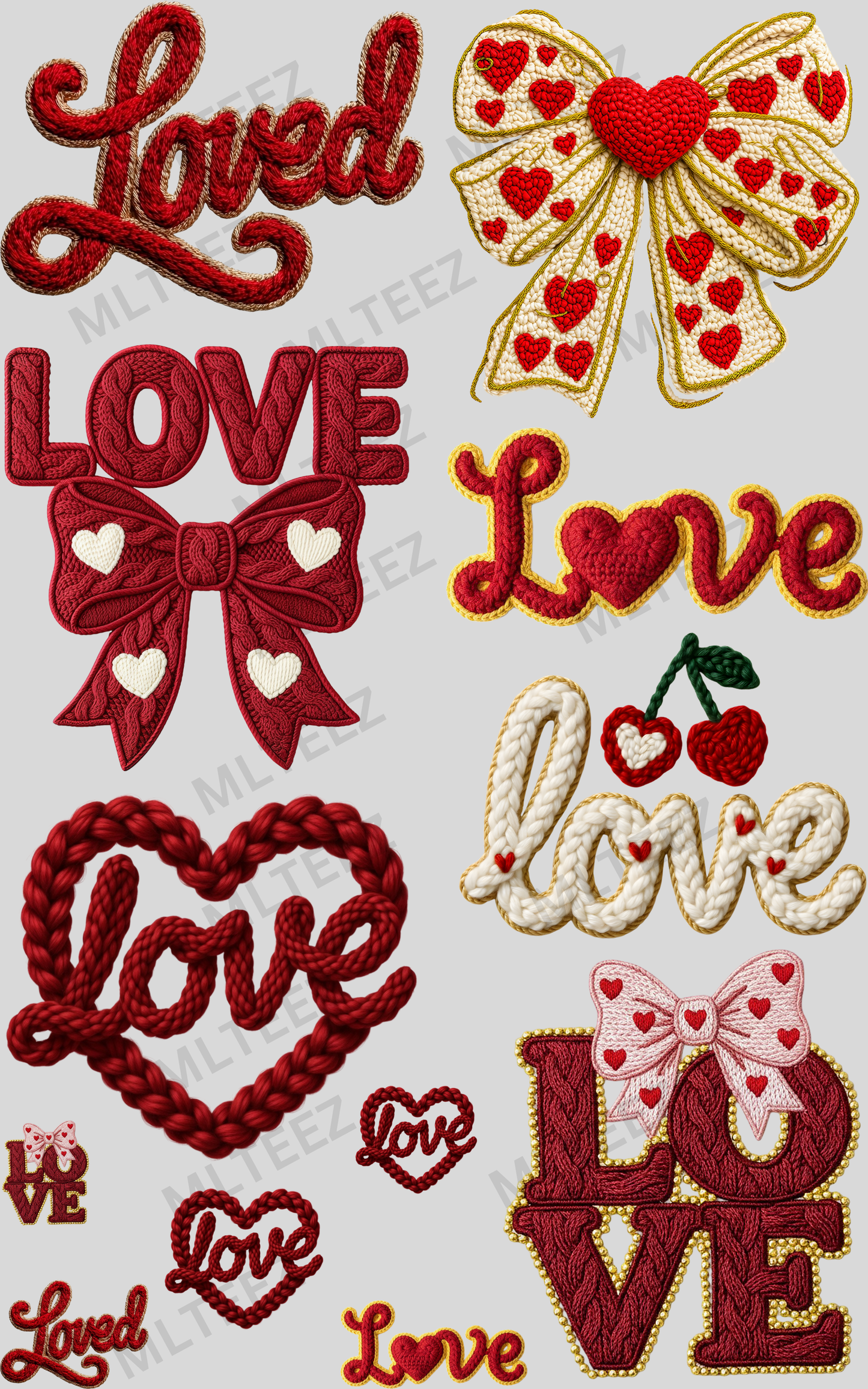 LOVE (3) PREMADE GANGSHEET - 22X36 DTF TRANSFERS - DIRECT TO FILM