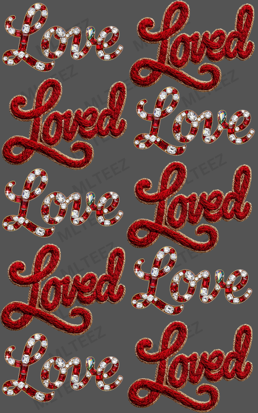 LOVE/LOVED (1) PREMADE GANGSHEET - 22X36 DTF TRANSFERS - DIRECT TO FILM