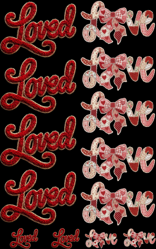 LOVE/LOVED (2) PREMADE GANGSHEET - 22X36 DTF TRANSFERS - DIRECT TO FILM