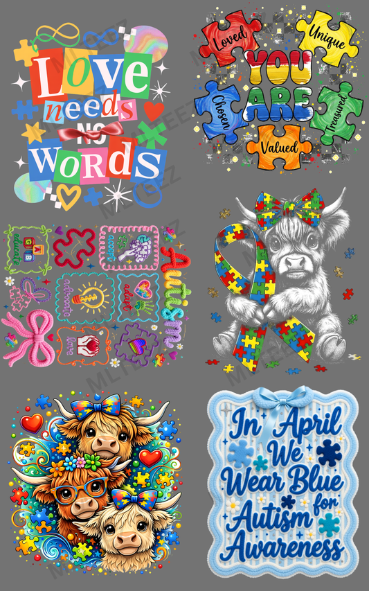 LOVE NEEDS NO WORDS (1) PREMADE GANGSHEET - 22X36 DTF TRANSFERS - DIRECT TO FILM