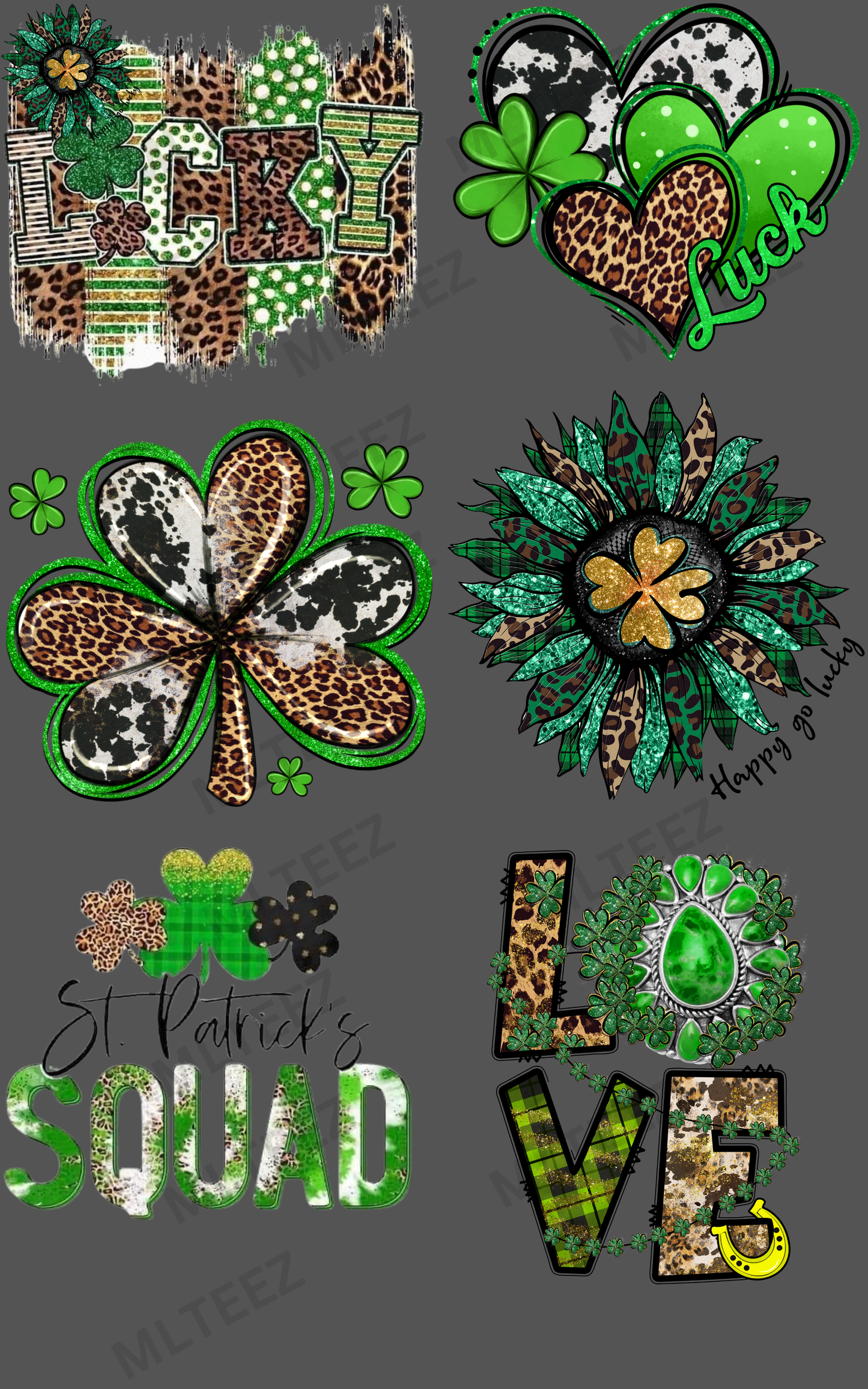 LUCKY (3) PREMADE GANGSHEET - 22X36 DTF TRANSFERS - DIRECT TO FILM