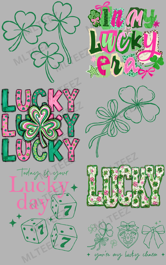 LUCKY SHAMROCK (3) PREMADE GANGSHEET - 22X36 DTF TRANSFERS - DIRECT TO FILM