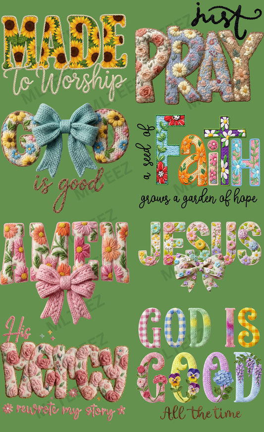 MADE TO WORSHIP (1) PREMADE GANGSHEET - 22X36 DTF TRANSFERS - DIRECT TO FILM