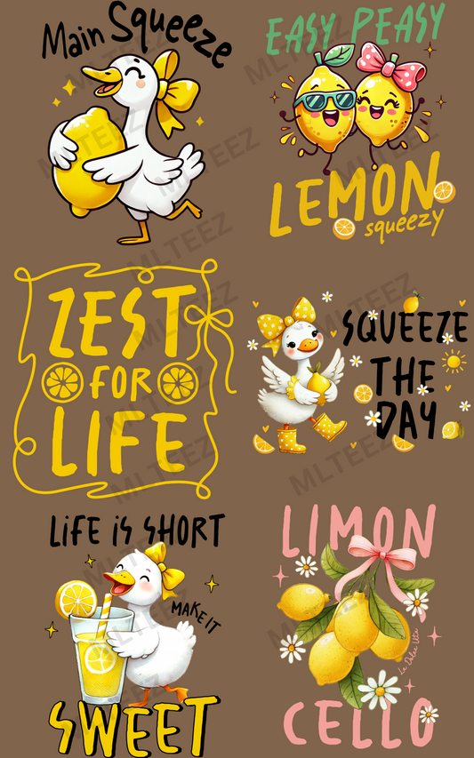 MAIN SQUEEZE (LEMONS) PREMADE GANGSHEET  - 22X36  DTF TRANSFERS - DIRECT TO FILM
