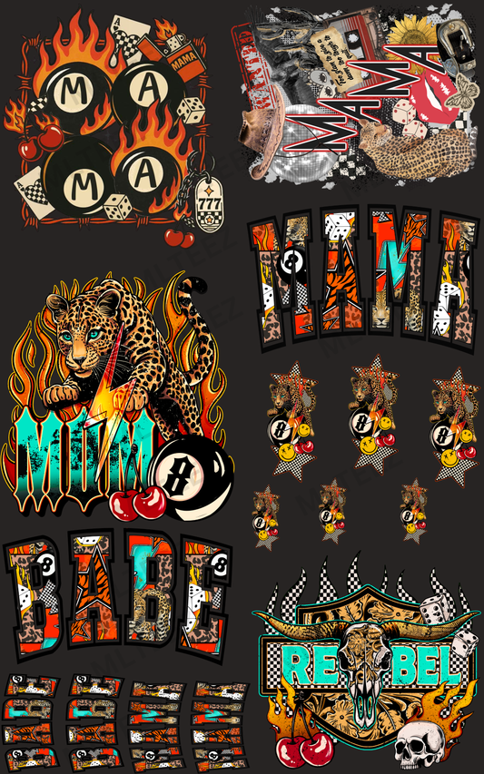 MAMA (7) (LEOPARD) PREMADE GANGSHEET - 22X36 DTF TRANSFERS - DIRECT TO FILM