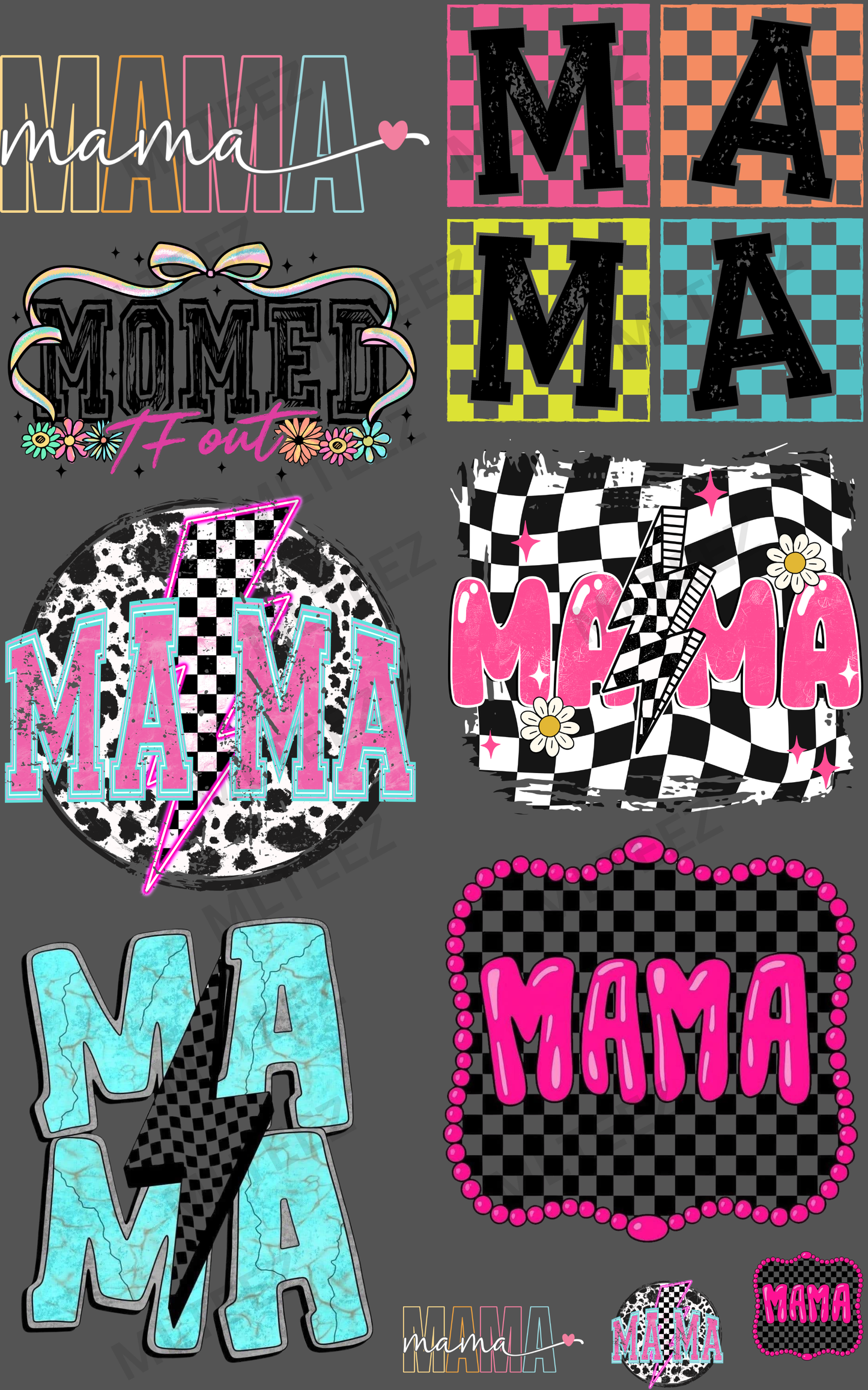 MAMA (8) PREMADE GANGSHEET - 22X36 DTF TRANSFERS - DIRECT TO FILM