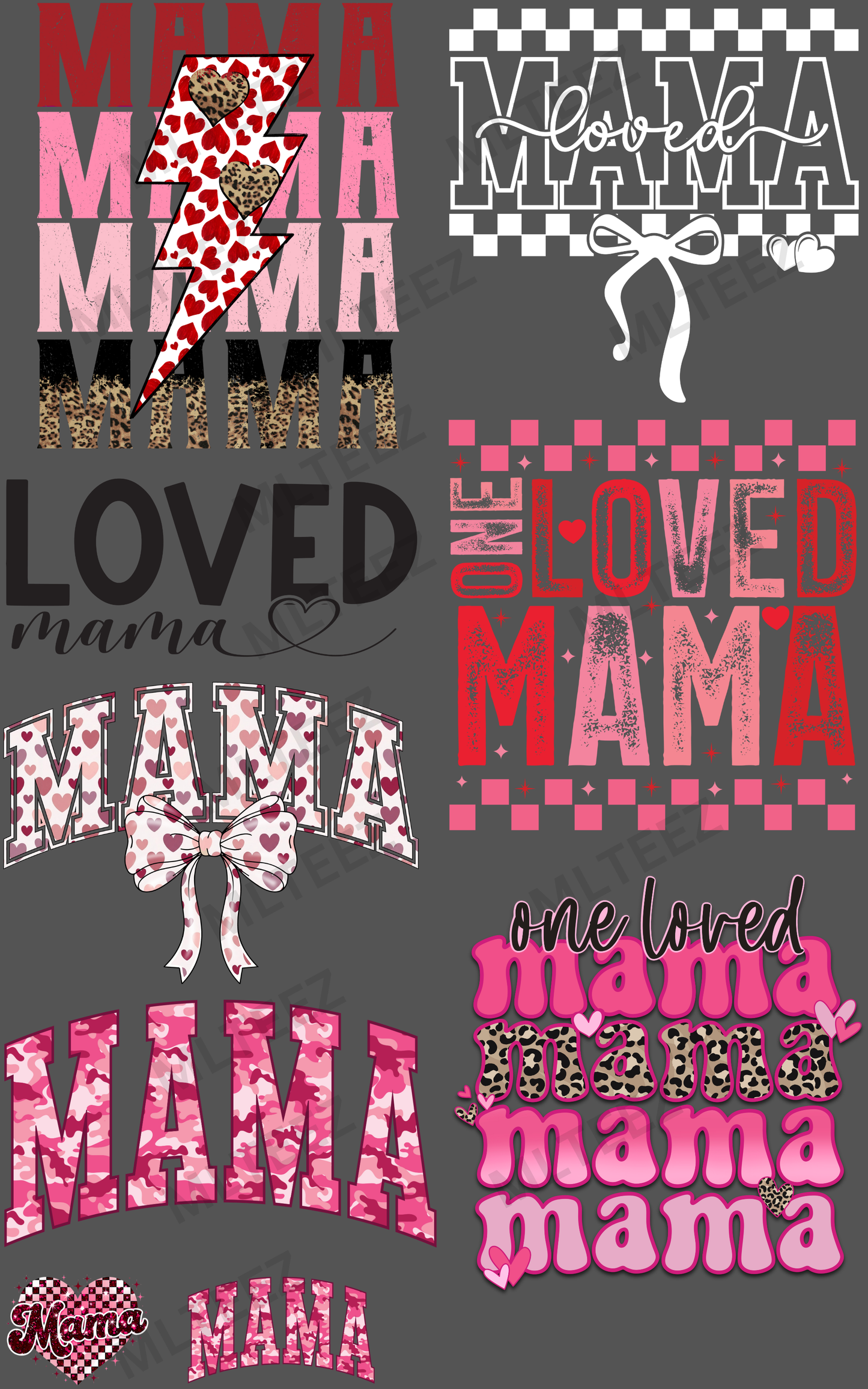 MAMA VALENTINE'S DAY (2) PREMADE GANGSHEET - 22X36 DTF TRANSFERS - DIRECT TO FILM