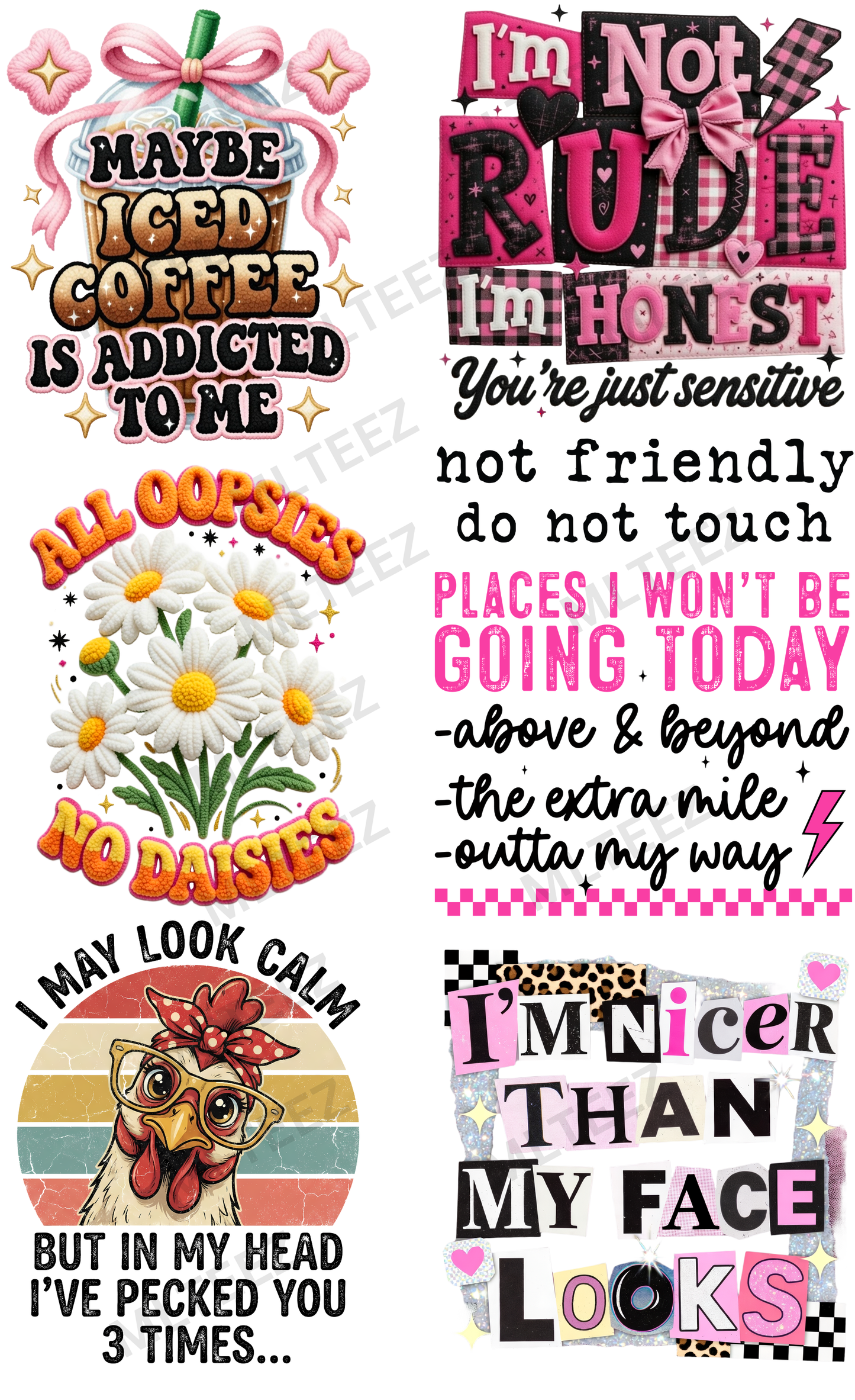 MAYBE ICED COFFEE IS ADDICTED TO ME (1) PREMADE GANGSHEET - 22X36 DTF TRANSFERS - DIRECT TO FILM