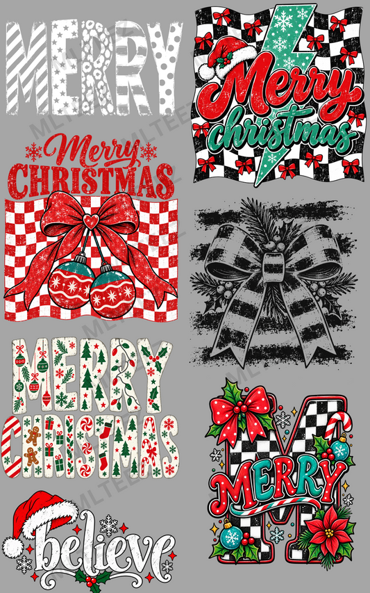 MERRY (6) PREMADE GANGSHEET - 22X36 DTF TRANSFERS - DIRECT TO FILM