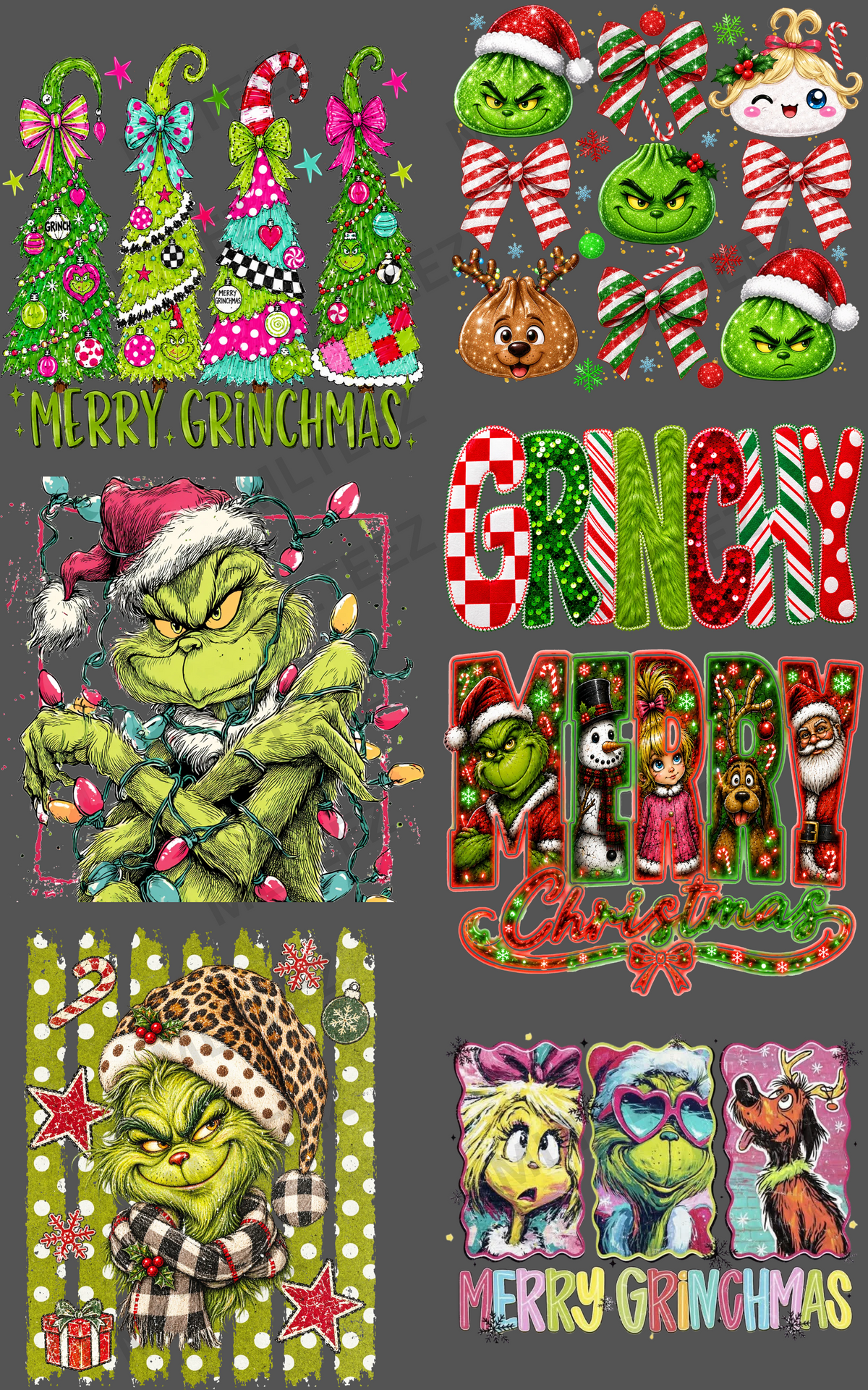 MERRY CHRISTMAS - GREEN MAN (1) PREMADE GANGSHEET - 22X36 DTF TRANSFERS - DIRECT TO FILM