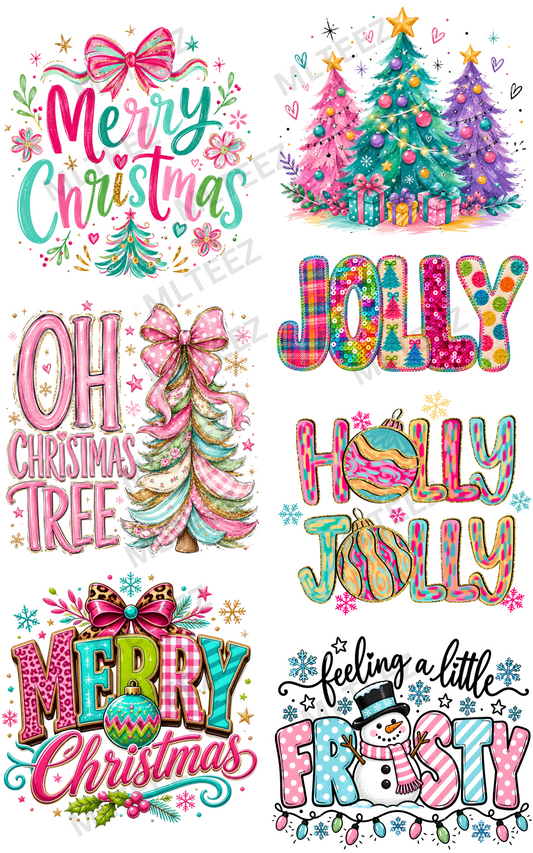 MERRY CHRISTMAS (15) PREMADE GANGSHEET - 22X36 DTF TRANSFERS - DIRECT TO FILM