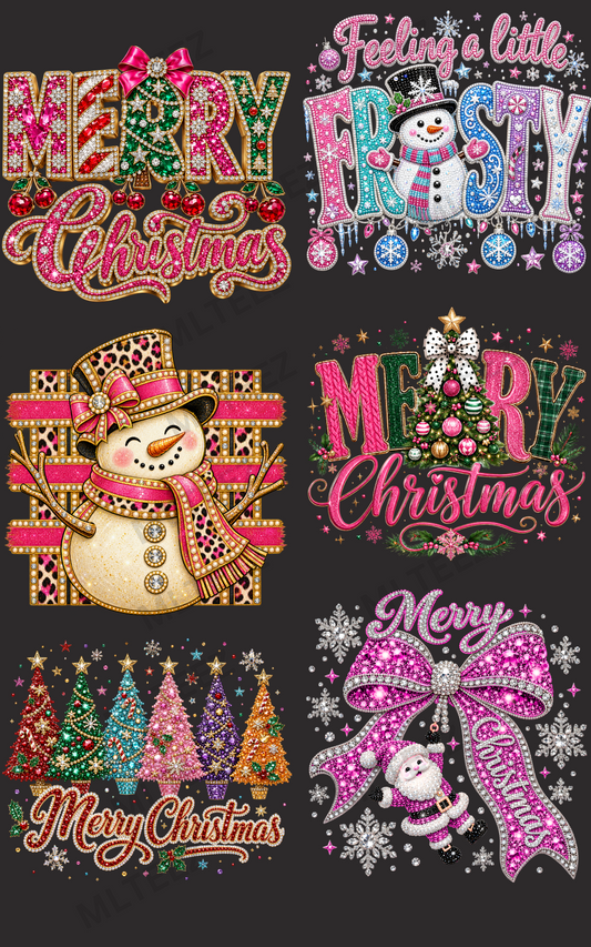 MERRY CHRISTMAS (18) PREMADE GANGSHEET - 22X36 DTF TRANSFERS - DIRECT TO FILM