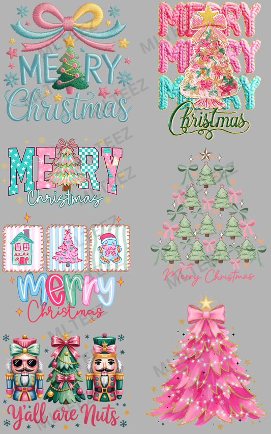 MERRY CHRISTMAS (3) PREMADE GANGSHEET  - 22X36  DTF TRANSFERS - DIRECT TO FILM