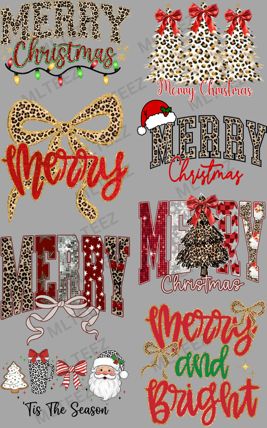 MERRY CHRISTMAS (4) PREMADE GANGSHEET - 22X36 DTF TRANSFERS - DIRECT TO FILM