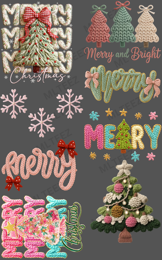 MERRY CHRISTMAS (5) PREMADE GANGSHEET - 22X36 DTF TRANSFERS - DIRECT TO FILM