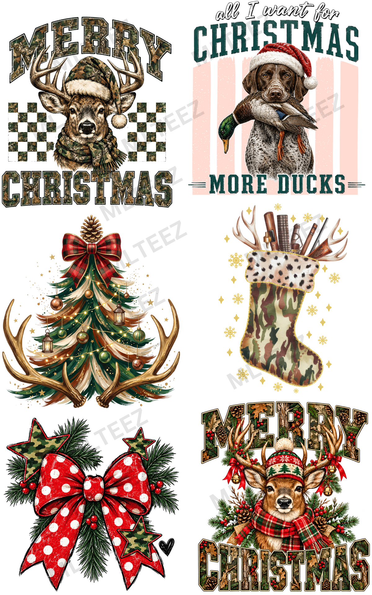 MERRY CHRISTMAS HUNTNG (1) PREMADE GANGSHEET - 22X36 DTF TRANSFERS - DIRECT TO FILM