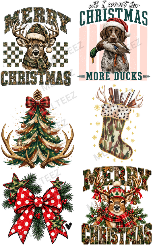 MERRY CHRISTMAS HUNTNG (1) PREMADE GANGSHEET - 22X36 DTF TRANSFERS - DIRECT TO FILM