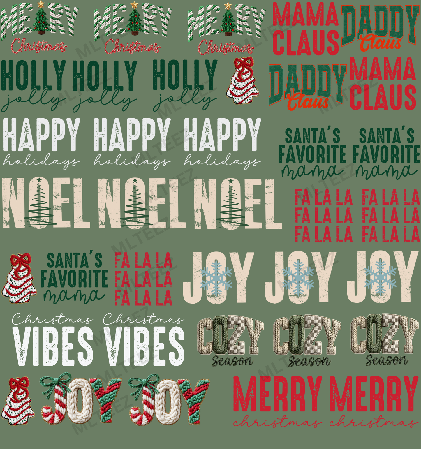 MERRY CHRISTMAS PREMADE TRUCKER HAT GANGSHEET - 22X24 DTF TRANSFERS - DIRECT TO FILM