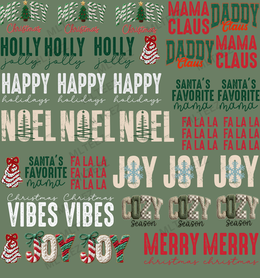 MERRY CHRISTMAS PREMADE TRUCKER HAT GANGSHEET - 22X24 DTF TRANSFERS - DIRECT TO FILM