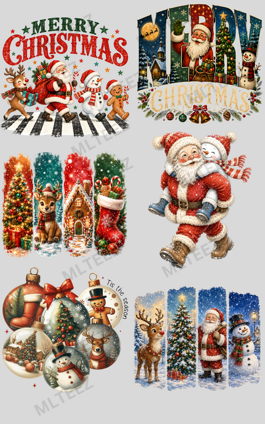 MERRY CHRISTMAS (14) PREMADE GANGSHEET - 22X36 DTF TRANSFERS - DIRECT TO FILM