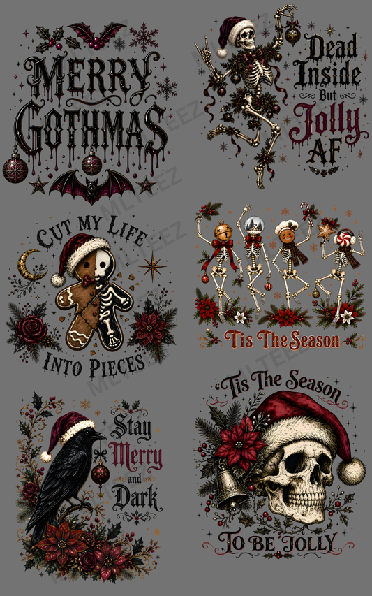 MERRY GOTHMAS (1) PREMADE GANGSHEET - 22X36 DTF TRANSFERS - DIRECT TO FILM