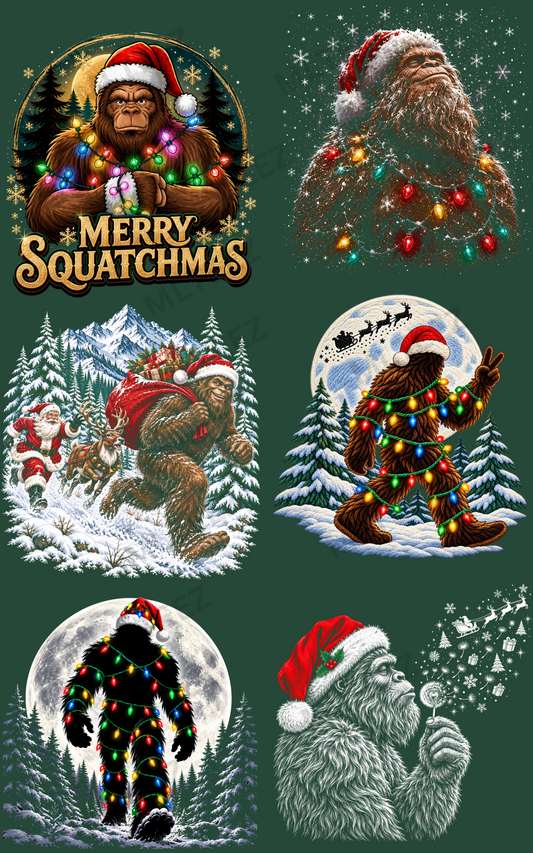 MERRY SQUATCHMAS (1) PREMADE GANGSHEET - 22X36 DTF TRANSFERS - DIRECT TO FILM