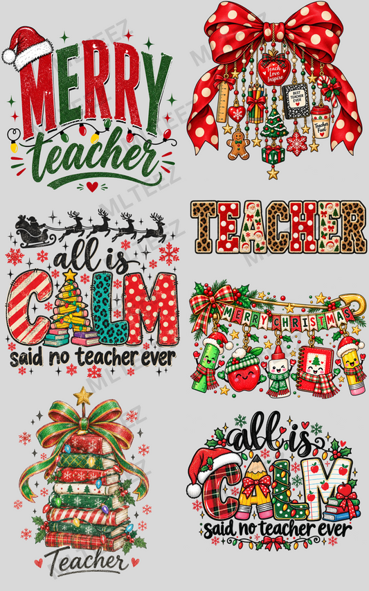MERRY TEACHER (2) PREMADE GANGSHEET - 22X36 DTF TRANSFERS - DIRECT TO FILM