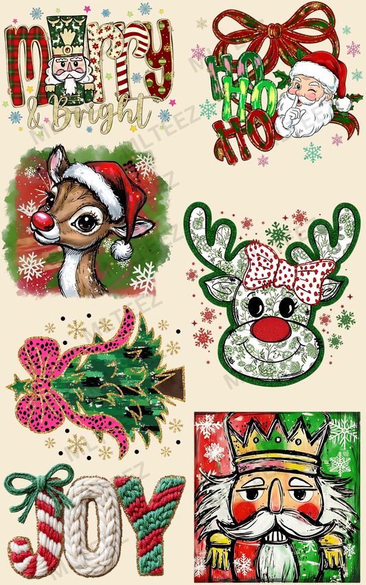 MERRY & BRIGHT (3) PREMADE GANGSHEET  - 22X36  DTF TRANSFERS - DIRECT TO FILM