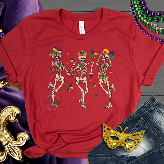 Mardi Gras Dancing Skeletons DTF Direct To Film