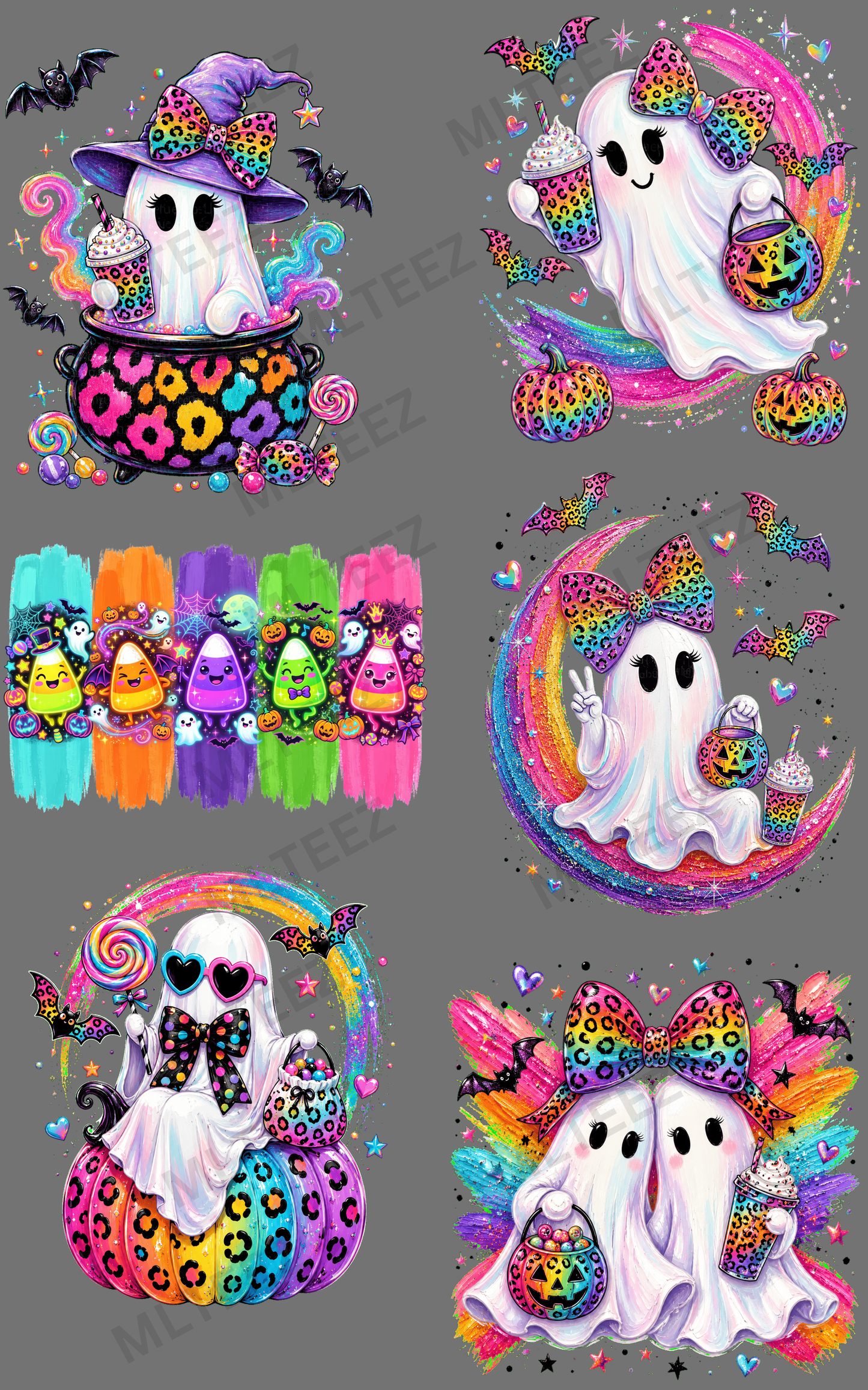 NEON HALLOWEEN (4) PREMADE GANGSHEET - 22X36 DTF TRANSFERS - DIRECT TO FILM