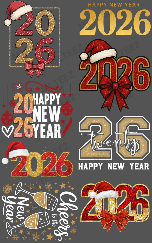 NEW YEAR 2026 (2) PREMADE GANGSHEET - 22X36 DTF TRANSFERS - DIRECT TO FILM