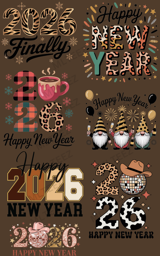 NEW YEAR 2026 (4) PREMADE GANGSHEET - 22X36 DTF TRANSFERS - DIRECT TO FILM