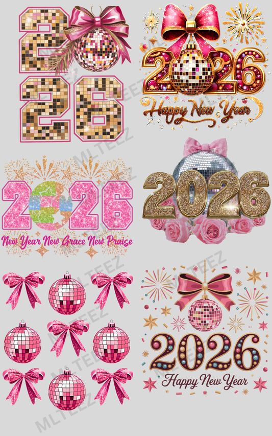 NEW YEAR 2026 (6) PREMADE GANGSHEET - 22X36 DTF TRANSFERS - DIRECT TO FILM