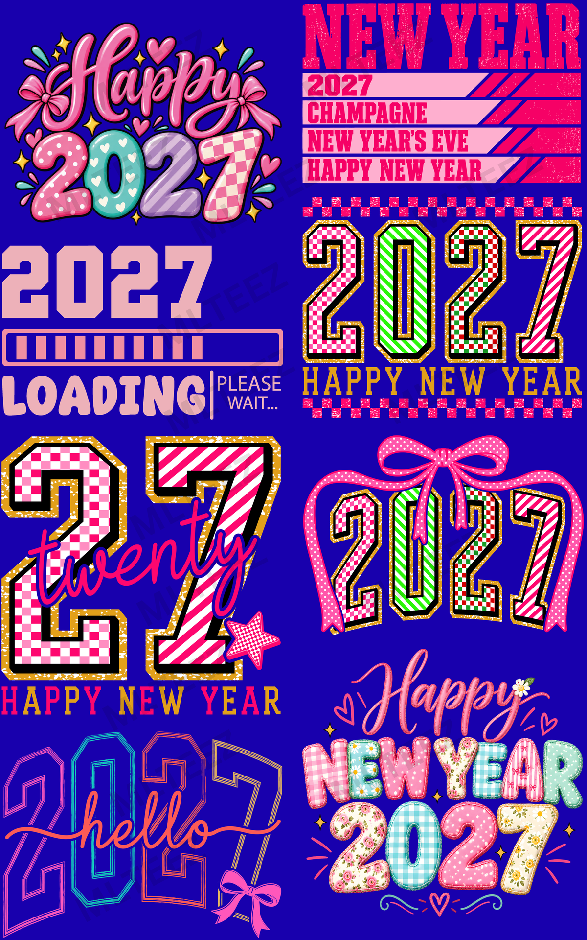 NEW YEAR 2027 (1) PREMADE GANGSHEET - 22X36 DTF TRANSFERS - DIRECT TO FILM