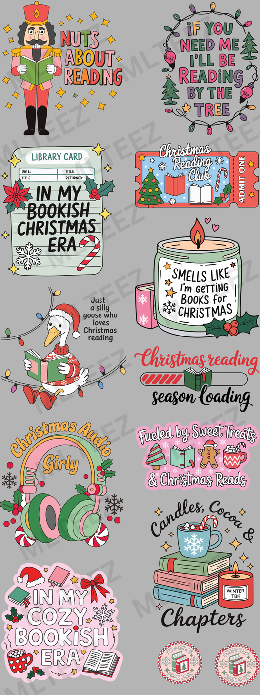 NUTS ABOUT READING (1) (60 INCH) PREMADE GANGSHEET - 22X60 DTF TRANSFERS - DIRECT TO FILM