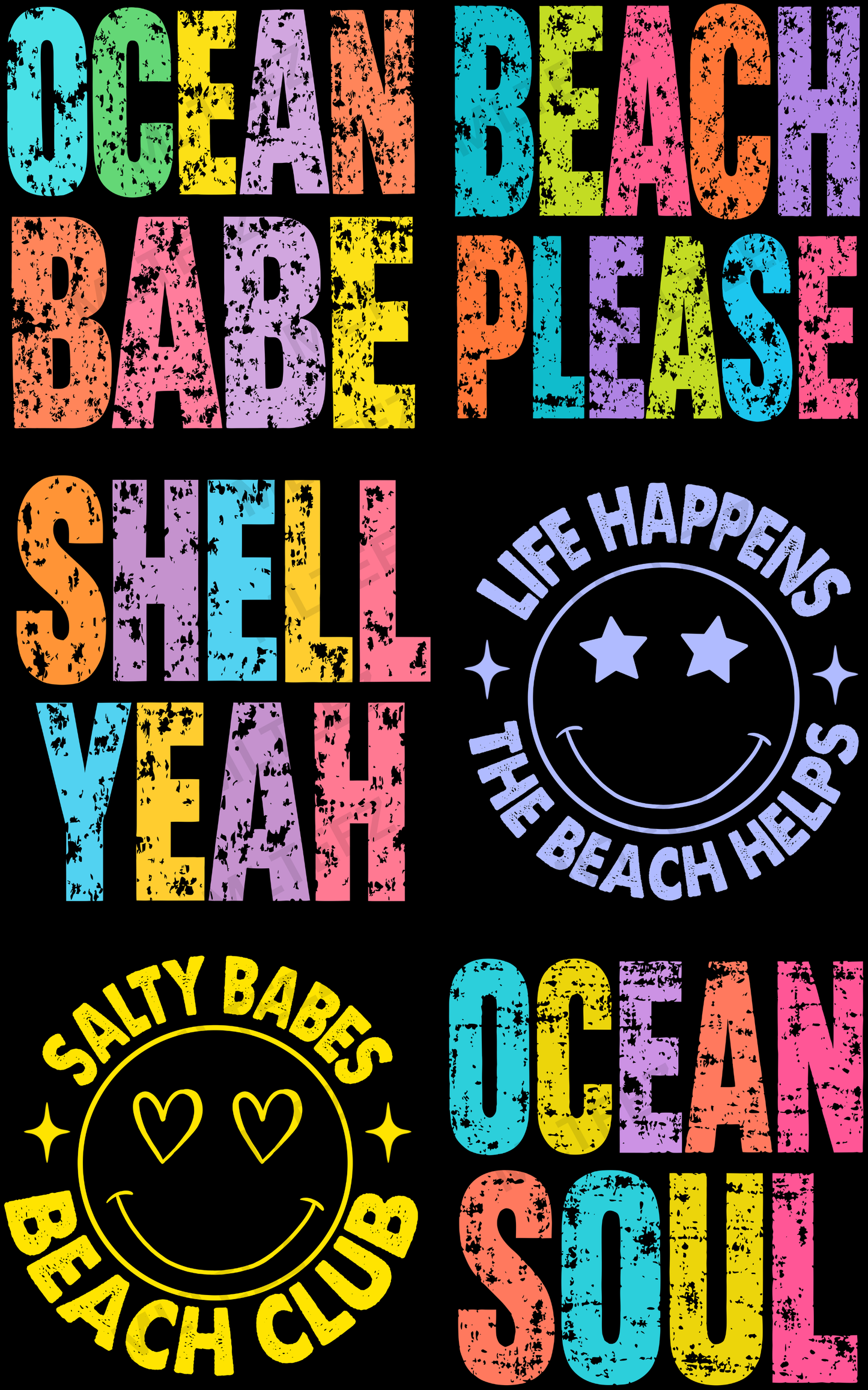OCEAN BABE (1) PREMADE GANGSHEET - 22X36 DTF TRANSFERS - DIRECT TO FILM