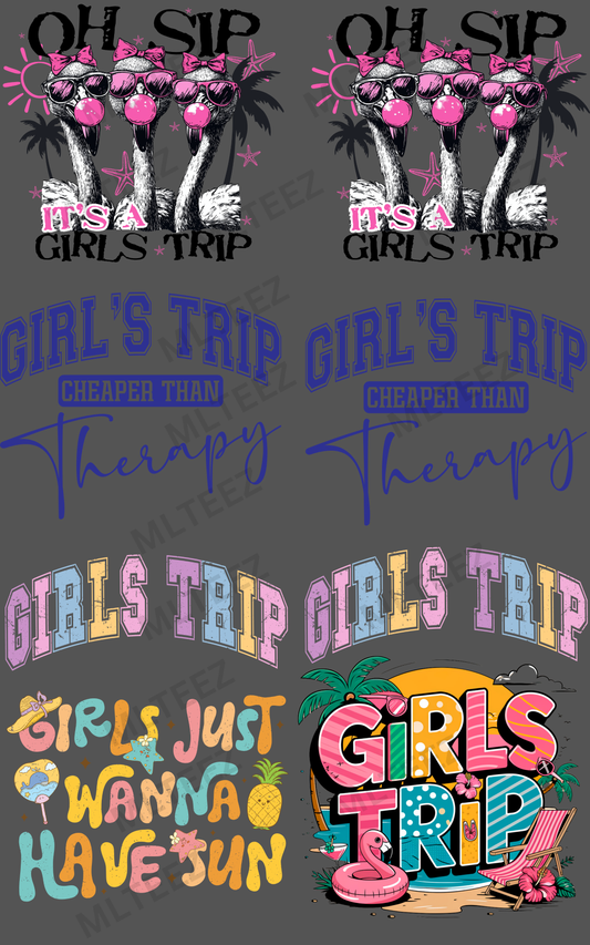 OH SIP IT'S A GIRLS TRIP (1) PREMADE GANGSHEET - 22X36 DTF TRANSFERS - DIRECT TO FILM