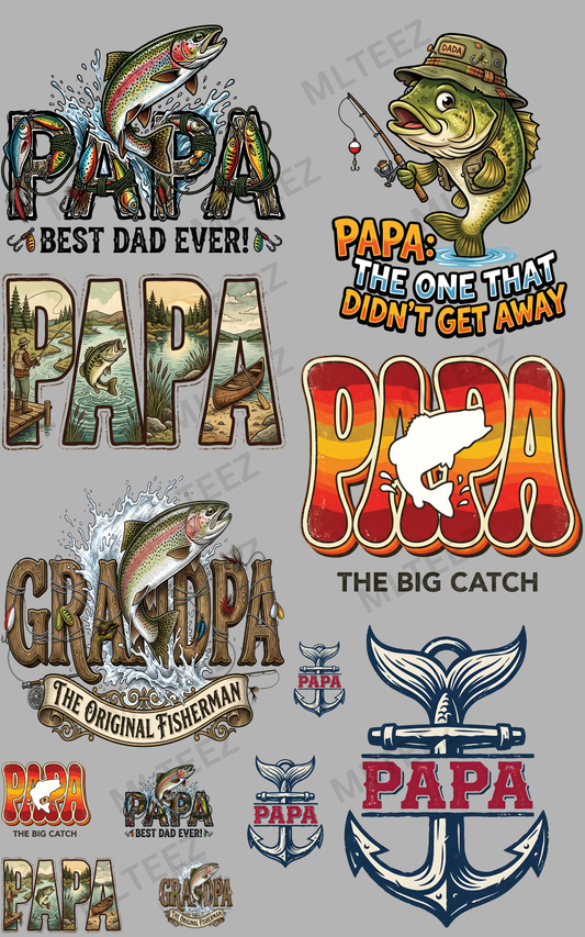 PAPA/DAD (1) PREMADE GANGSHEET - 22X36 DTF TRANSFERS - DIRECT TO FILM