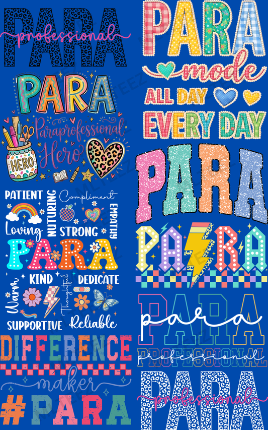 PARA PROFESSIONAL (1) PREMADE GANGSHEET - 22X36 DTF TRANSFERS - DIRECT TO FILM