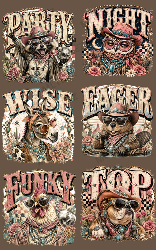 PARTY ANIMAL (1) PREMADE GANGSHEET - 22X36 DTF TRANSFERS - DIRECT TO FILM