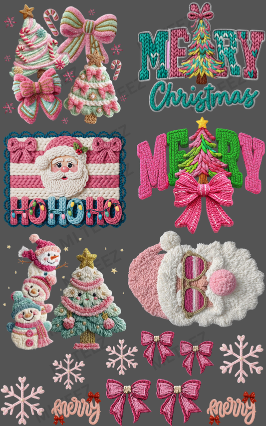 PINK CHRISTMAS YARN (1) PREMADE GANGSHEET - 22X36 DTF TRANSFERS - DIRECT TO FILM