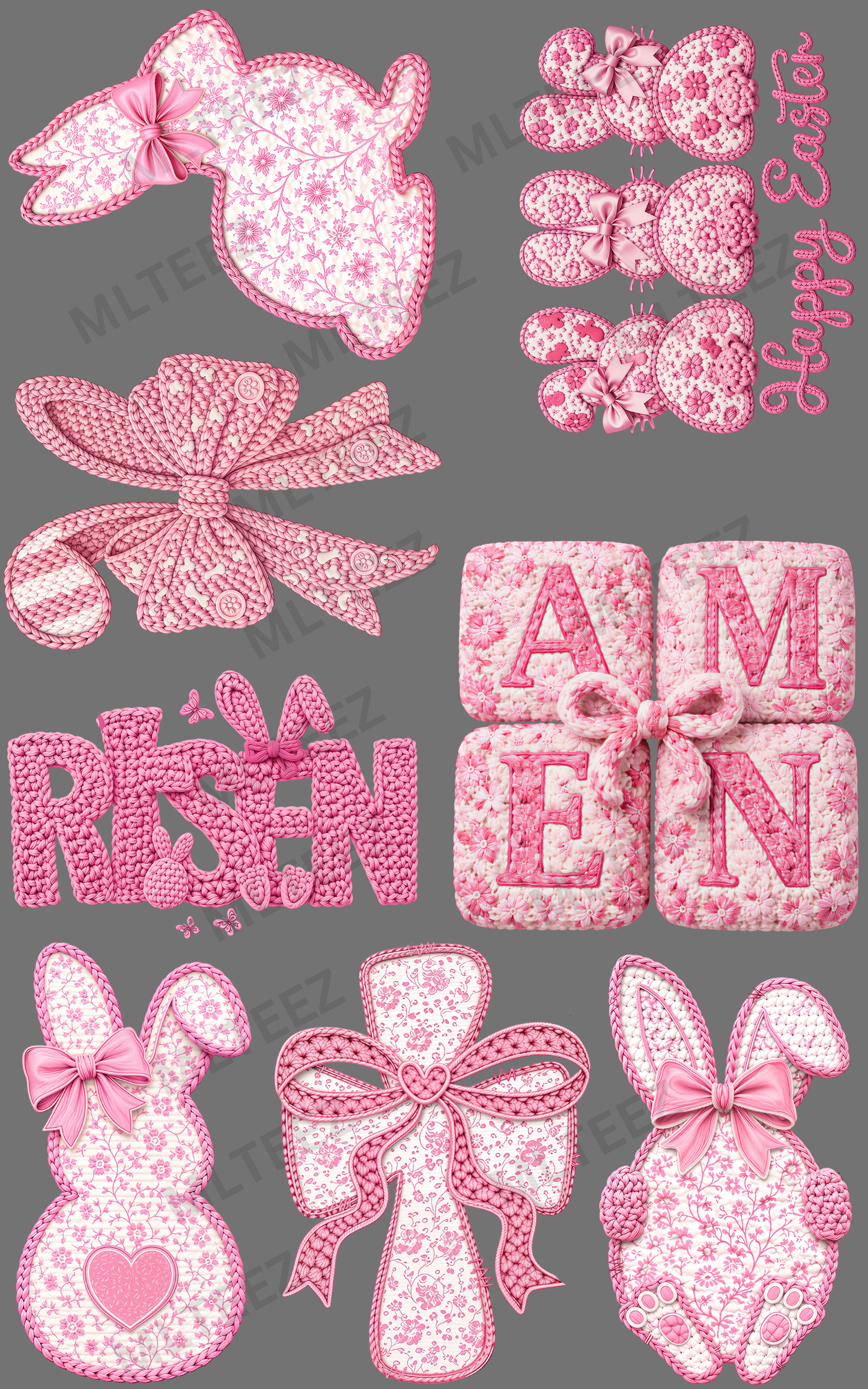 PINK EASTER (1) PREMADE GANGSHEET - 22X36 DTF TRANSFERS - DIRECT TO FILM