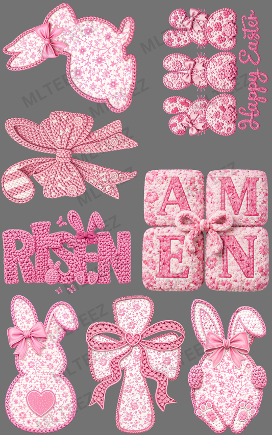 PINK EASTER (1) PREMADE GANGSHEET - 22X36 DTF TRANSFERS - DIRECT TO FILM