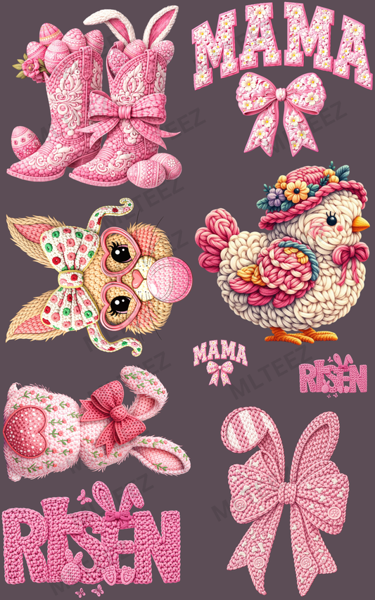 PINK EASTER (2) PREMADE GANGSHEET - 22X36 DTF TRANSFERS - DIRECT TO FILM