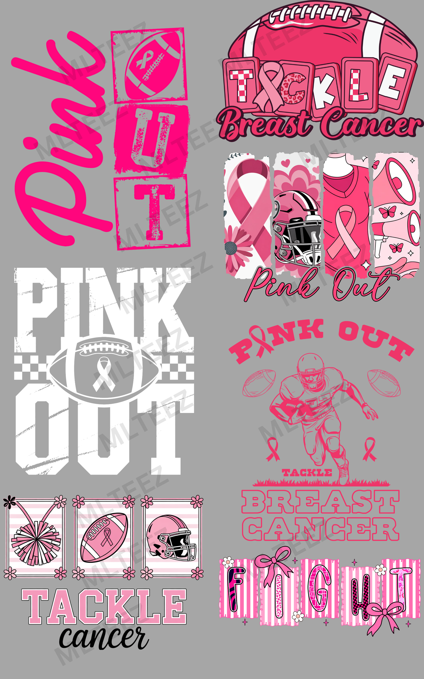 PINK OUT (4) PREMADE GANGSHEET - 22X36 DTF TRANSFERS - DIRECT TO FILM