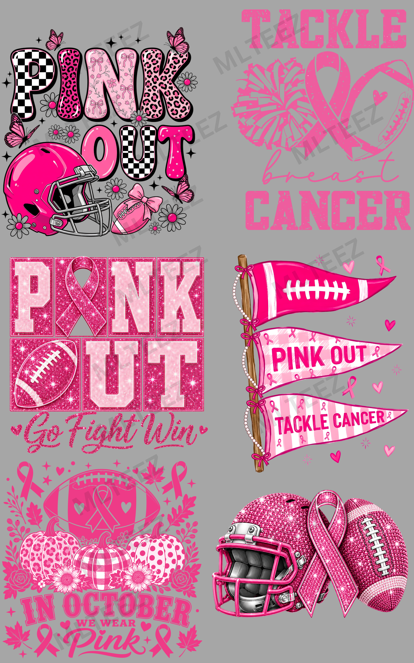 PINK OUT (5) PREMADE GANGSHEET - 22X36 DTF TRANSFERS - DIRECT TO FILM