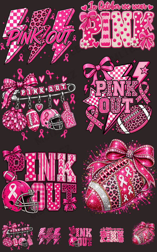PINK OUT (6) PREMADE GANGSHEET - 22X36 DTF TRANSFERS - DIRECT TO FILM